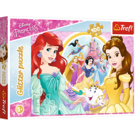 Puzzle Wspomienia Belli i Arielki brokatowe.Disney Princess Księżniczki 14819 Trefl - 14819_150_01.png