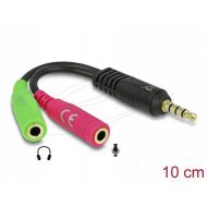 Kabel Mini Jack 3,5mm M 4pin x2 Mini Jack 3,5mm 3pin 12cm Delock 6534465 - maly_przewod-audio-3-5-mm-meski-4-pinowy-na-2-x-3-5-mm-4-pin-25-cm-delock-65344.jpg
