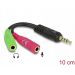 Kabel Mini Jack 3,5mm M 4pin x2 Mini Jack 3,5mm 3pin 12cm Delock 6534465