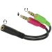 Kabel Mini Jack 3,5mm M 3Pinx2 Mini Jack 3,5mm F 4Pin 12cm Delock 65459
