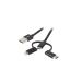 Kabel 3in1 USB-A(M)->USB Micro(M)+LIGHTNING(M)+USB-C(M) 2.0 1.8 czarny premium LANBERG 27522